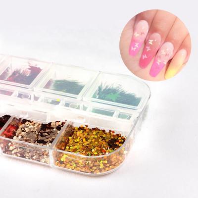 China Hot Selling Glossy Maple Leaves Butterfly Nail Glitter Glitter for sale