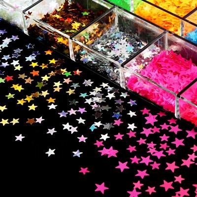 China Mix Color Shiny Wholesale Fluorescent 3D Stars Glitter Nail Art for sale