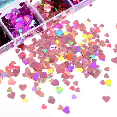 China Wholesale Shining Laser Valentine's Day 3D Love Mixed Nail Glitter Sequins for sale