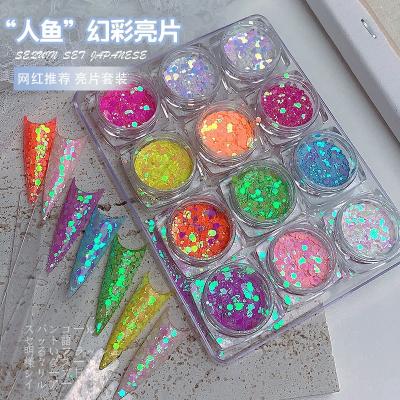 China Easy Apply Wholesale Color Changing Glitter Powder Laser Glitter Mixed Nail Glitter Sequins for sale