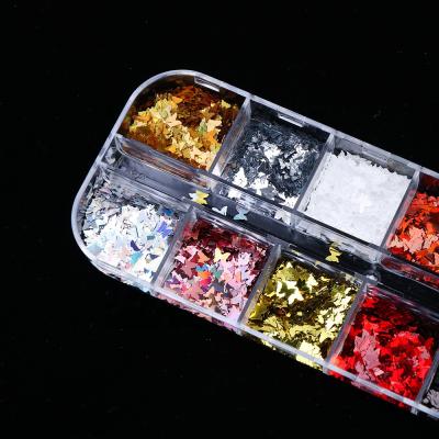 China Shiny Mixed Colors Butterfly Nail Glitter 3D DIY Nail Art Sequins for sale