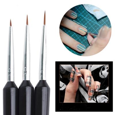 China Nail Salon Tools Painting Brushes Nail Art Black Paint 3pcs/bag Nail Brush Lines Brush for sale