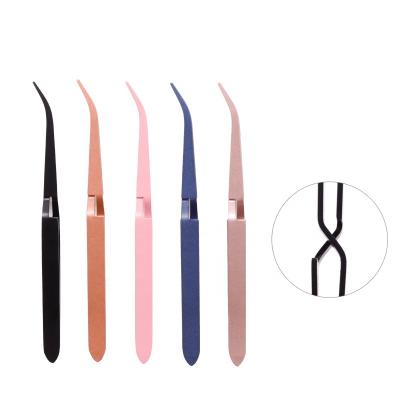 China Professional Nail Factory Coloful X Form Stainless Steel Nail Forming Tweezers Cut Nail Art Shaping Nail Pusher Clip for sale