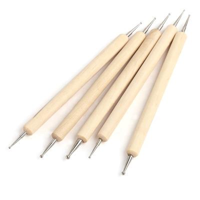 China Easy Apply Promotional Double Wooden Nail Art Dotting Pen for sale