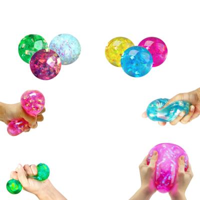 China Anxiety Relief Stress Reliever Wholesale TPR Soft Stress Reliever Squishy Squeeze Balls - Glitter Stress Fidget Balls for Kids and Adults - Colorful Glittery B for sale