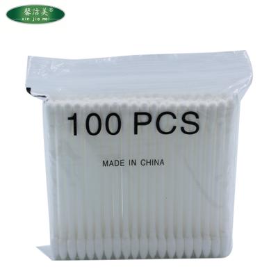 China 100pcs Makeup Cosmetic Cotton Bud Plastic Cotton Swabs In Zipper Bag for sale