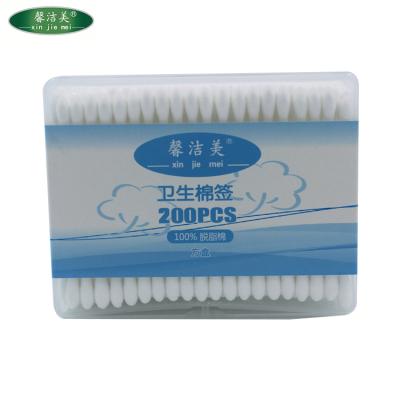 China Hot Sale 200pcs Makeup Cotton Swab Plastic Stick Disposable Cotton Bud for sale