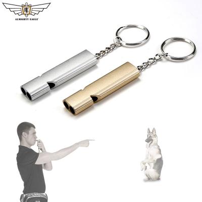 China Portable Aluminum Alloy Whistling Cheerleaders Equipment Main Chain Emergency Survival Whistle Women Double for sale