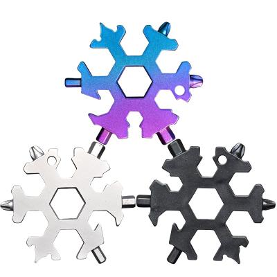 China Dropshipping Stainless Steel Multitool Mini Wrench Snowflake Tool 19 In 1 Combination Portable Tools Bike Outdoor Skate for sale