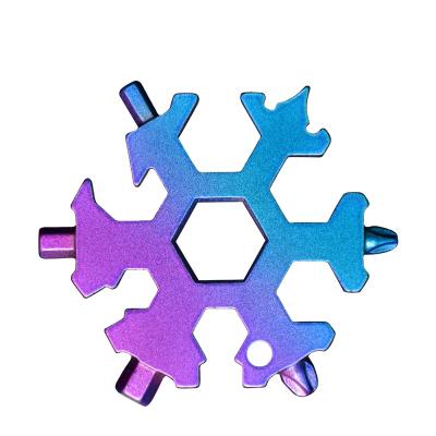 China Stainless Steel Wholesales Multitool Mini Wrench Snowflake Tool 19 In 1 Combination Portable Tools Bike Outdoor Skate for sale