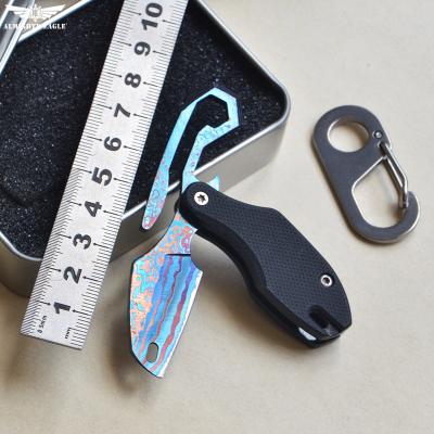 China Dropshipping Damascus Knife Non-variable Steel Group of Ten Handle Folding Knives Mini Blade High Quality EDC Tool for sale