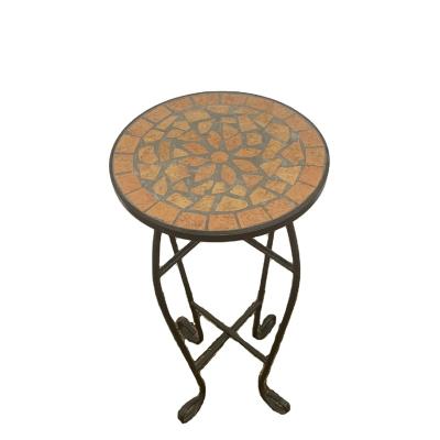 China Vintage Contemporary Wrought Metal Outdoor Leisure Mosaic Art Plant Stand Planter for sale