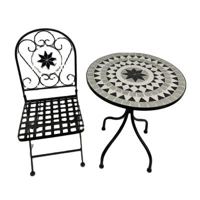 China Traditional Durable Outdoor Bistro Set Mosaic Furniture Chair Dining Table Indoor Mosaic for sale