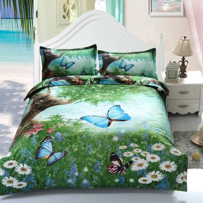 China Soft Hand Feeling Home Comforter 3D Linen Luxury Bedding Printed Butterfly Duvet Cover Set, Extra Soft Comforter Set Sheet Set for sale