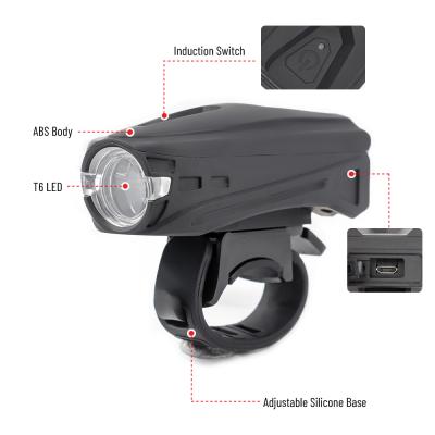 China 250 Lumens Induction Modes 5 Button USB Smart Bicycle Light Set ABS Led Waterproof Bicycle Light for sale