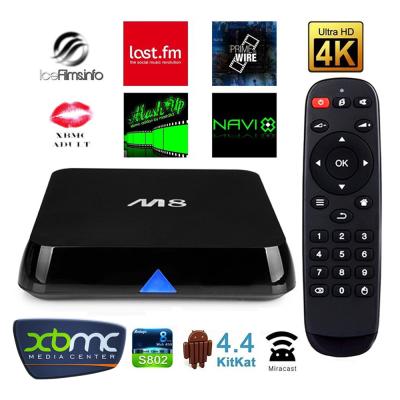 China In Stock M8 Android Tv Box Amlogic AML-S802 Mali 450 8 Core GPU xbmc 1080p android box for sale