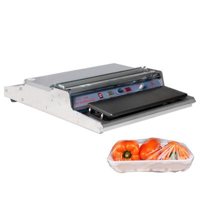 China Food TW-450E HUALIAN Termoselladora De Mesa Manual Semi Automatic Food Cling Film Heat Shrinking Tray Wrapping Sealer Packing Machine for sale