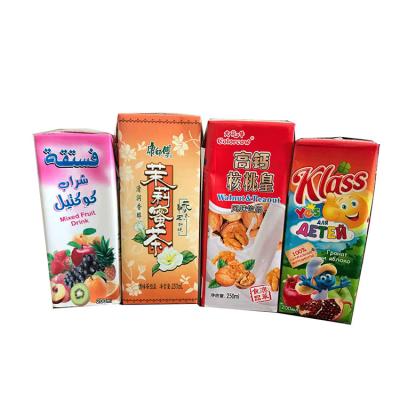 China Beverage customized color printed 200ml capacity beverage cartons drinkable filling packing boxes for juice and milk factory for sale