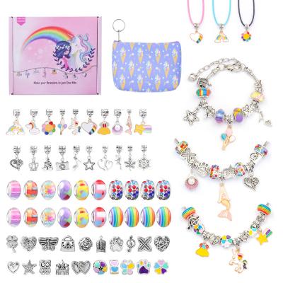 China Dress up YM-421 bracelet jewelry new creative children placed colorful unicorn DIY Crystal Bracelet for sale