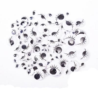 China Durable Googly Black and White Eyeballs with Eyelash Stickers for DIY Kids Arts, 1.2/1.5/1.8/2.5cm for sale