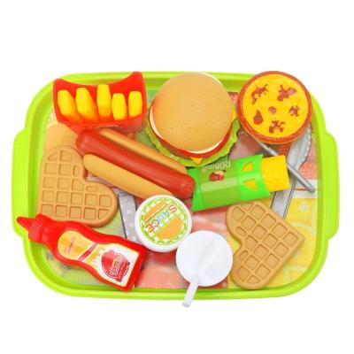 China educational & Realistic Mini Kitchen Toys Set Kids Preschool DIY YM-W047 Hamburger French Fries Plastic Modern Variety Realistic Play Food for sale