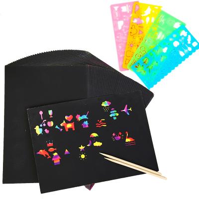 China Funny Educational Toy 38*26cm 10 pcs/bag Color Scratch Paper For Children's DIY Handmade Educational Toys Color Scratch Paper Art Paper Notepad for sale