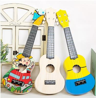 China Mahogany YM-S152 Ukulele small guitars diy hand assembled and made homemade materials, paint wrapped, hand-painted wooden graffiti for sale