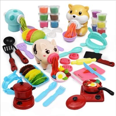 China Mud Pig Noodle Machine Mushroom Hamster Colored Mud Clay Set Play House Tableware Children Toys Funny Educational DIY Cartoon Toy for sale