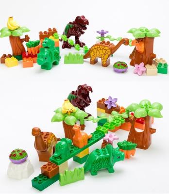 China Construction toy YM-W0107 dinosaur building block paradise 40 pieces of barreled children's toys puzzle and insert large particles of animals for sale