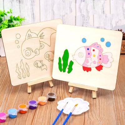 China 16 to Choose huajia1002 Wooden Board Painting with Easels, Wooden Bracket for Kids DIY Art and Crafts Educational Drawing Toys for sale