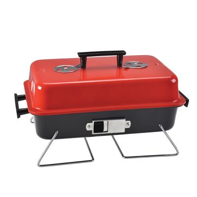 China Adjustable Height Premium Large Barrel Suitcase Table Top Charcoal Grill With Cooler Bag for sale