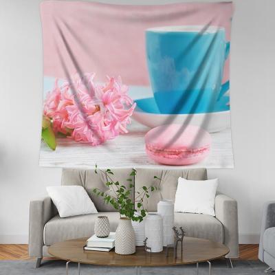 China Free Samples Macaron 100%Polyester Jacquard Custom Design And Size Wall Tapestry 150X200cm 3D Print For Home Decoration Hanging for sale