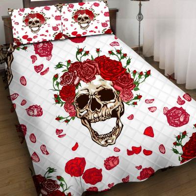 China Anti-Static Skull Comforter Bedding Set Pillowcases Quilted Throws Bedding Sets Wholesale Drop Ship for sale