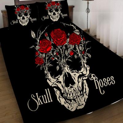 China Anti-Static Skull Comforter Bedding Set Pillowcases Quilted Throws Bedding Sets Wholesale Drop Ship for sale