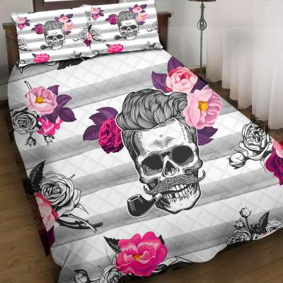 China Anti-Static Skull Comforter Bedding Set Pillowcases Quilted Throws Bedding Sets Wholesale Drop Ship for sale