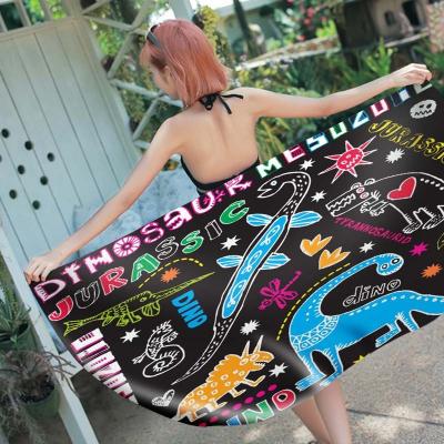 China New Design Compressed 100% Microfiber Customized Rectangular Logo Custom Towel Beach for sale