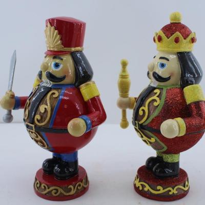 China New Handmade Resin Nutcracker Christmas Gift Walnut Soldiers Resin Home Decor for sale