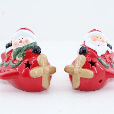 China Model Ceramic Plane Christmas Tree Christmas Decorations Lighting Ceramic Ornament for sale