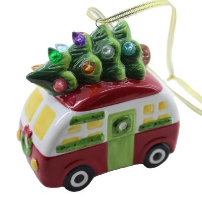 China USA Handmade Christmas Ornament Car Christmas Decoration Home Ceramic Craft for sale