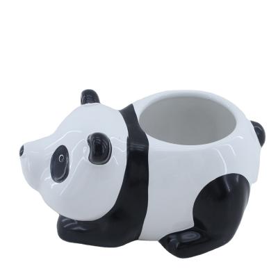 China Tabletop Decorative Realistic Planters Panda Cute Animal Flower Pot Africa Home Ceramic Decoration for sale