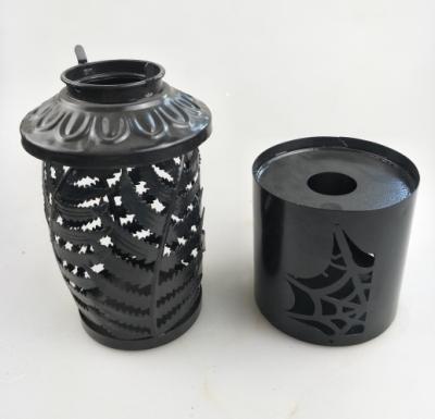 China Home Decoration Metal Opens Black Candlestick Hollow Candle Holder Home Decoration Exquisite Indoor And Outdoor Decoration for sale