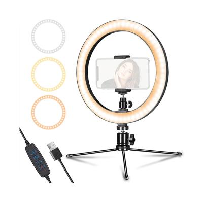 China 2021 New 10 Inch Fill Light Desktop Mobile Phone Live Stand Fill Light LED Ring Light SLK-RL010(W) for sale