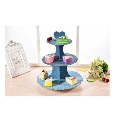 China 2021 Children's Three-Tier Folding Tri-Tier Folding Stand Cartoon Cake Dessert Paper Cupcake Paper Holder Birthday Party Supplies for sale