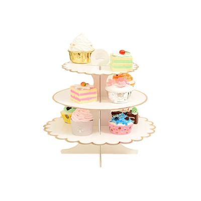 China Guaranteed wholesale good quality selling cake paper dessert plate new type three tier paper single cake stand for sale