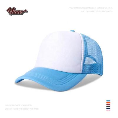 China OEM COMMON Professional Unisex Mesh Trucker Cap White 5 Printed Embroidered Panel Foam Mesh Trucker Hat Cap Wholesale for sale