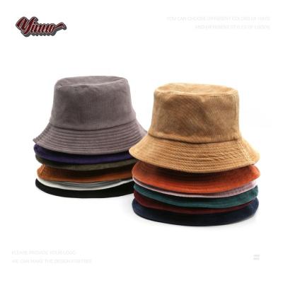 China Custom Logo Blank Sunscreen Sunshade Sunhat Bucket Hats For Fisherman Women Solid Color Corduroy Bucket Hats for sale