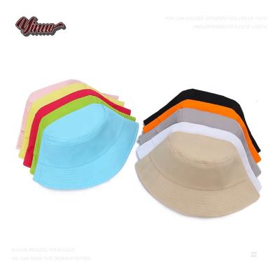 China Custom Empty Fisherman Bucket Hats Cotton Kawaii Brim Sunshade OEM Color Bucket Hat Bulk Cute Narrow Neon Sun Hats for sale