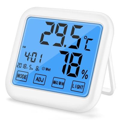 China LCD Display Thermo Hygrometer Clock Thermo Calendar MAX MIN Clock Temperature Humidity Indoor Climate Meter Backlight Thermometer CE Hygrometer Thermo Calendar for sale