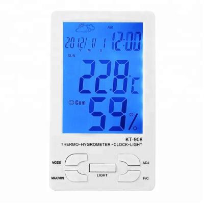 China LCD Wall Mounted Desktop Calendar Backlight LED Hygrometer Meter ABS Humidity Clock Indoor Digital Thermometer for sale