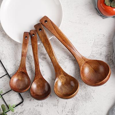 China Factory Direct Large Wooden Soup Spoons Viable Long Kitchen Special Handle Anti-scalding Curved Wooden Spoon For Cooking for sale